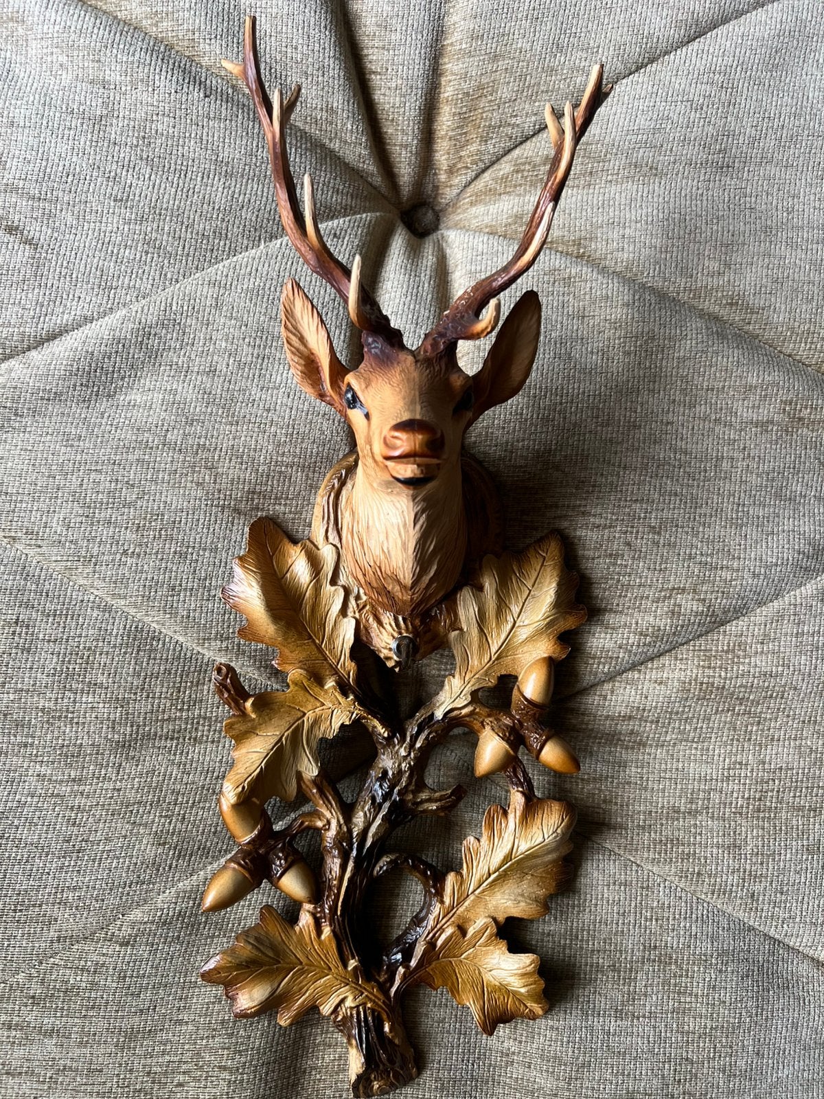 Vintage Wanddecoratie Hertenkop uit Frankrijk merk Erref., Gebruikt, Handgemaakt, Vintage, Decoratieobject