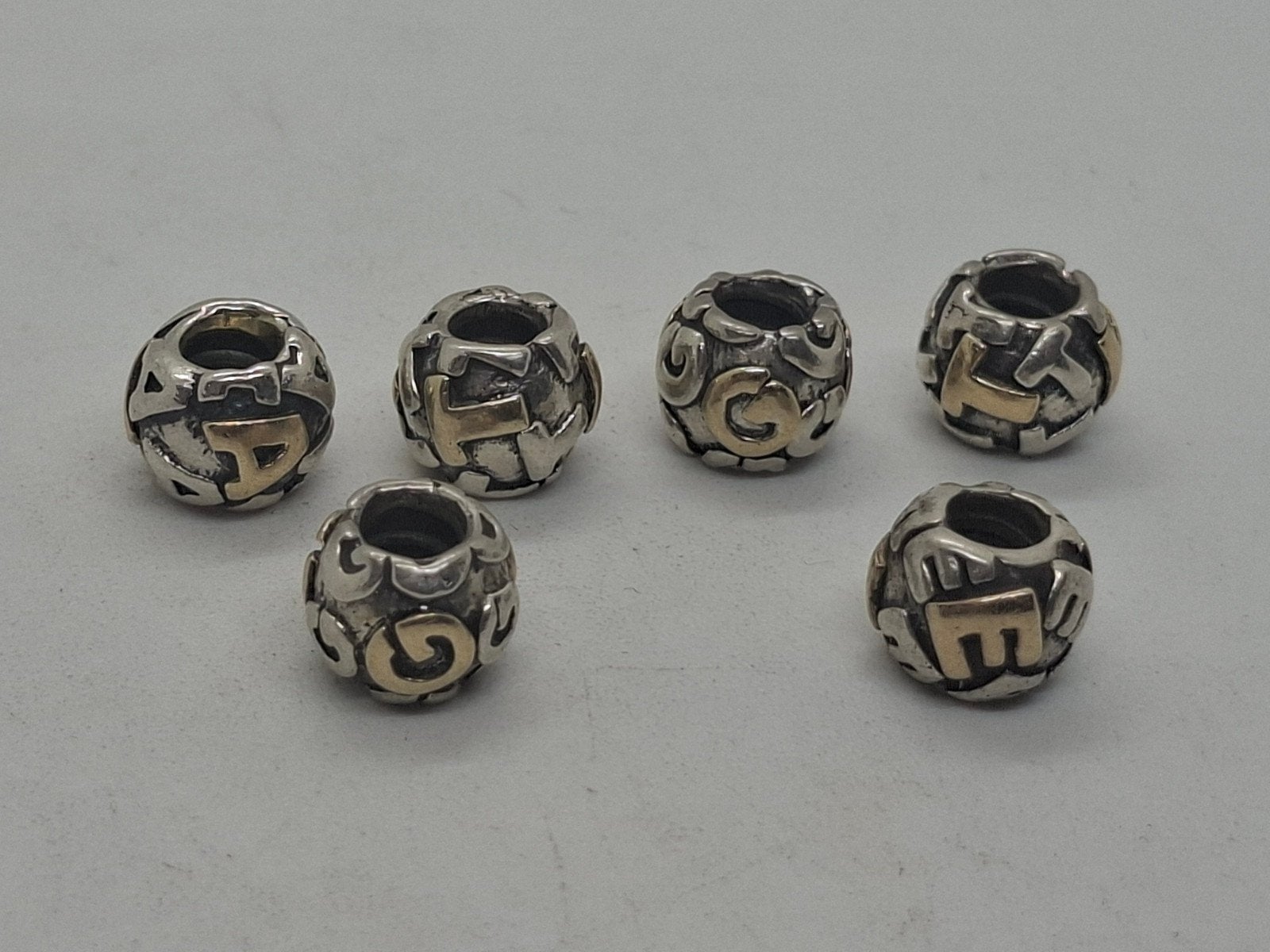 Pandora Zilveren Letterbedels met Gouden Accent (ALE 925), 4 bedels of meer, Ophalen of Verzenden, Zilver, Pandora