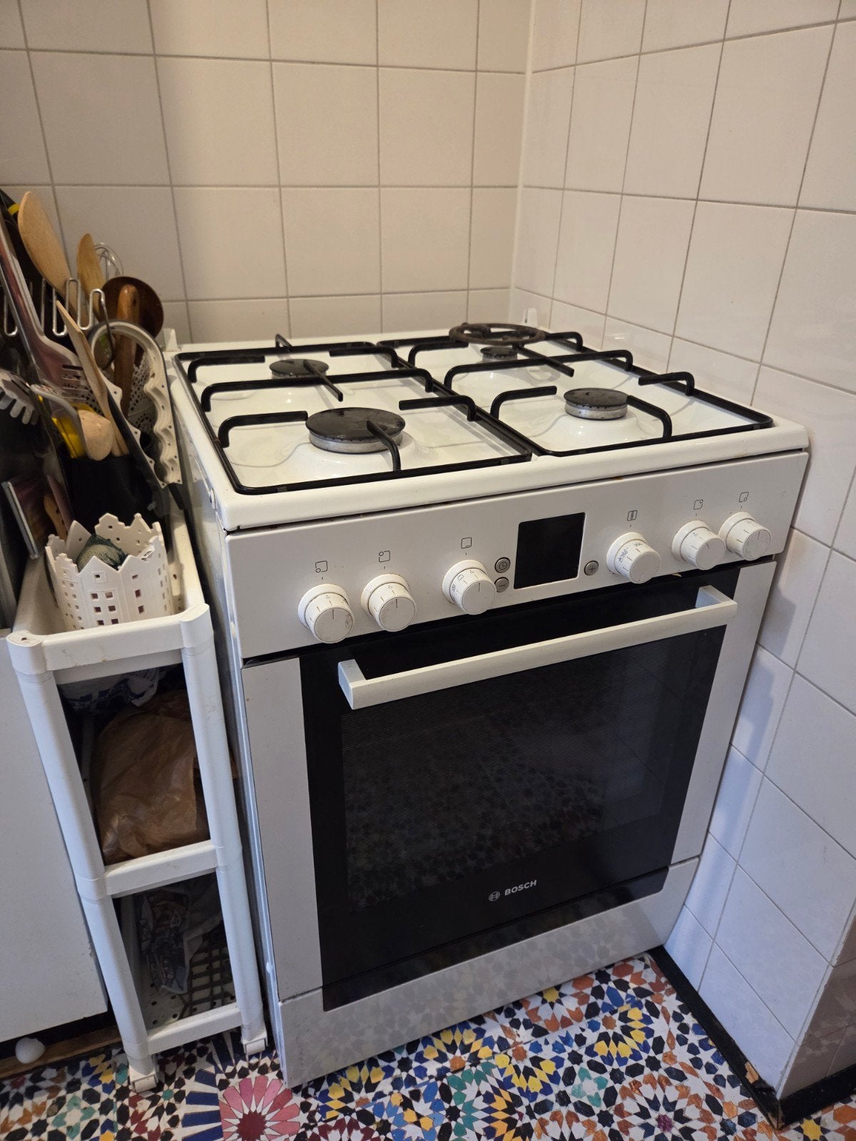 Bosch Vrijstaand Gasfornuis met Oven, Witgoed en Apparatuur, Ophalen, Gebruikt, 60 cm of meer, 4 kookzones