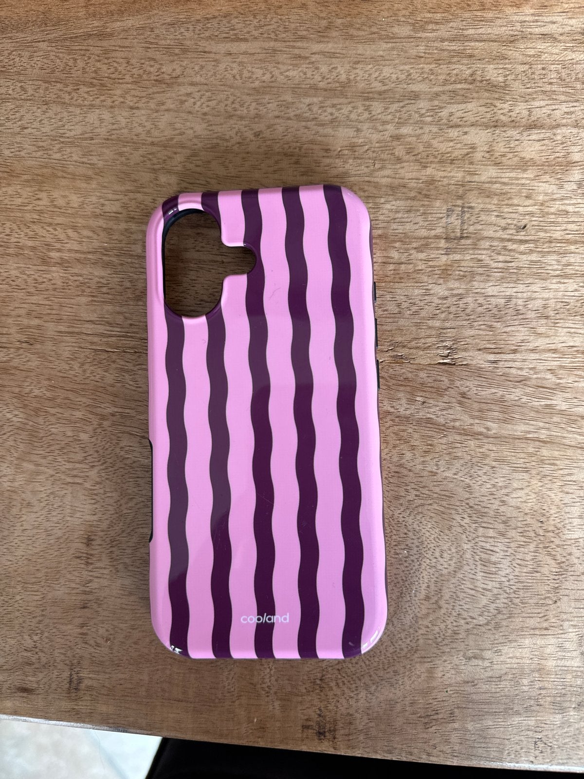 Stijlvol Telefoonhoesje voor iPhone 16 - Roze met Paarse Str, Nieuw, Hoesje of Tasje, Meerkleurig, Schokbestendig