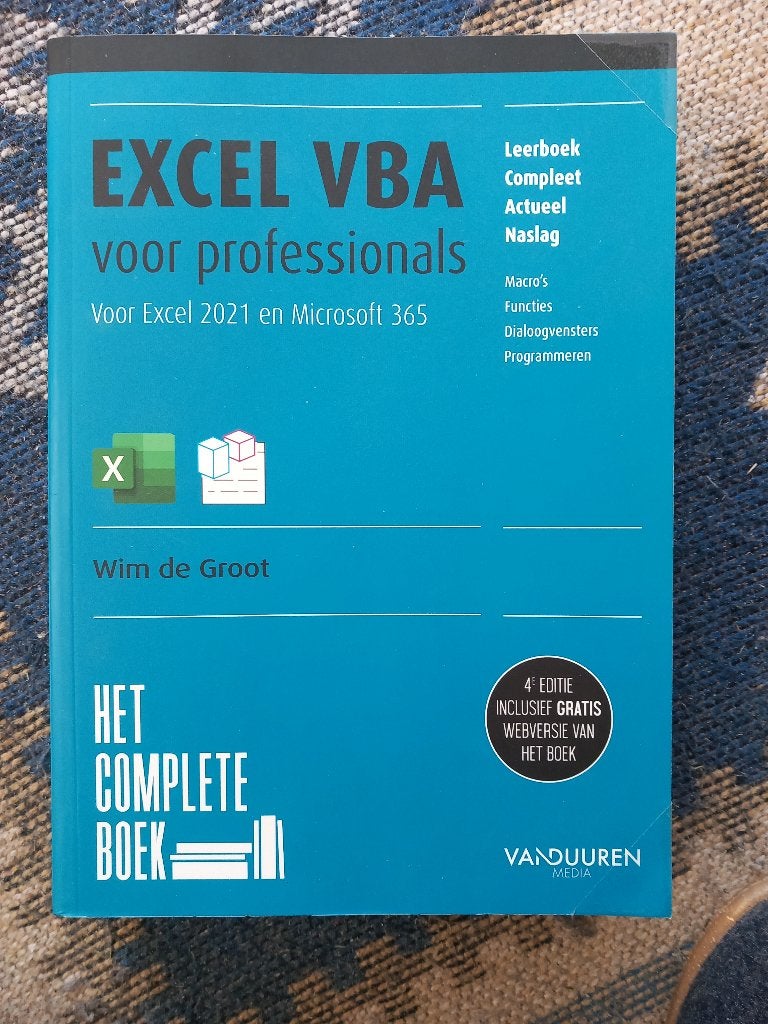 Te koop: Excel VBA voor professionals, Boeken, Ophalen of Verzenden, Zo goed als nieuw, Programmeertaal of Theorie, Wim de Groot