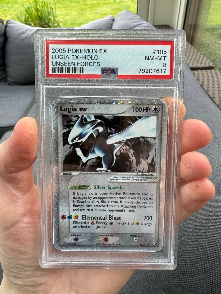 Lugia ex unseen forces psa 8, Ophalen, Zo goed als nieuw, Losse kaart, Foil