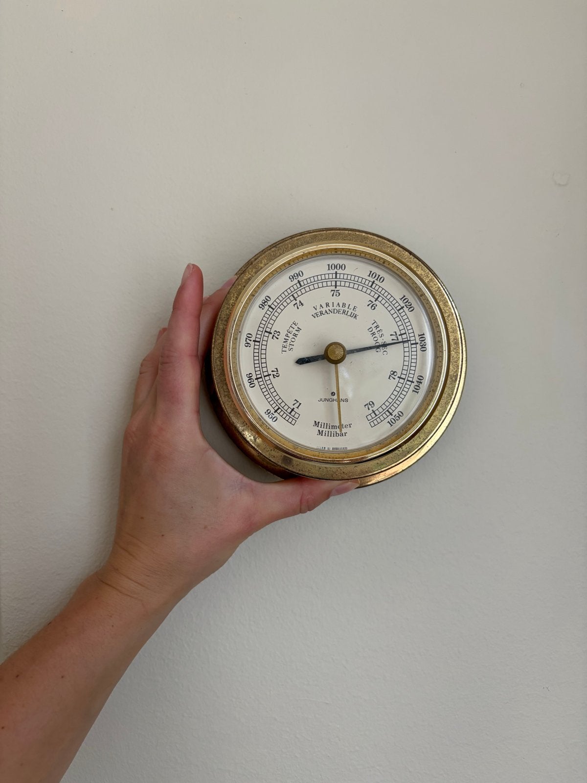 Vintage Junghans Millimeter Millibar Barometer, Ophalen of Verzenden, Gebruikt, Barometer