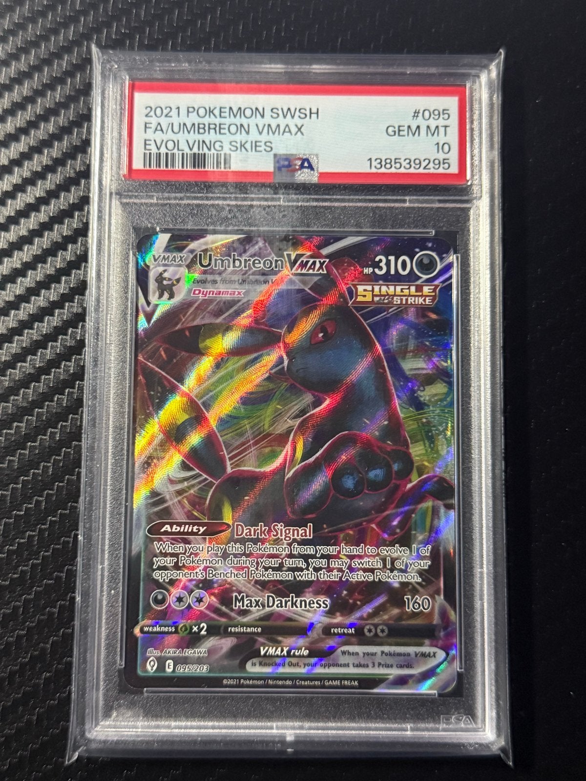Pokémon Umbreon VMAX Evolving Skies PSA 10 GEM MT, Ophalen of Verzenden, Nieuw, Losse kaart, Foil