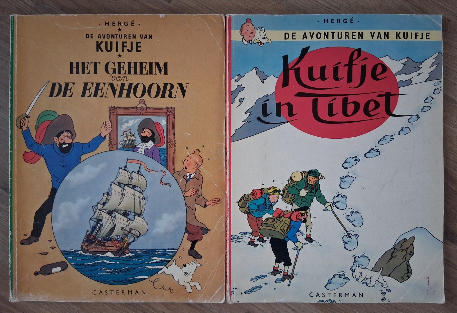Kuifje: Het Geheim van de Eenhoorn & Kuifje in Tibet, Boeken, Meerdere stripboeken, Ophalen of Verzenden, Gelezen, Hergé