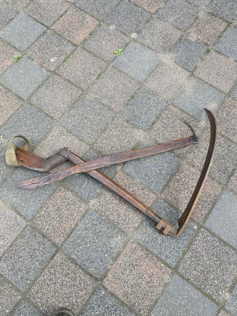 Antieke  zichtmet pikhaak, handgemaakt landbouwwerktuig, Ophalen of Verzenden
