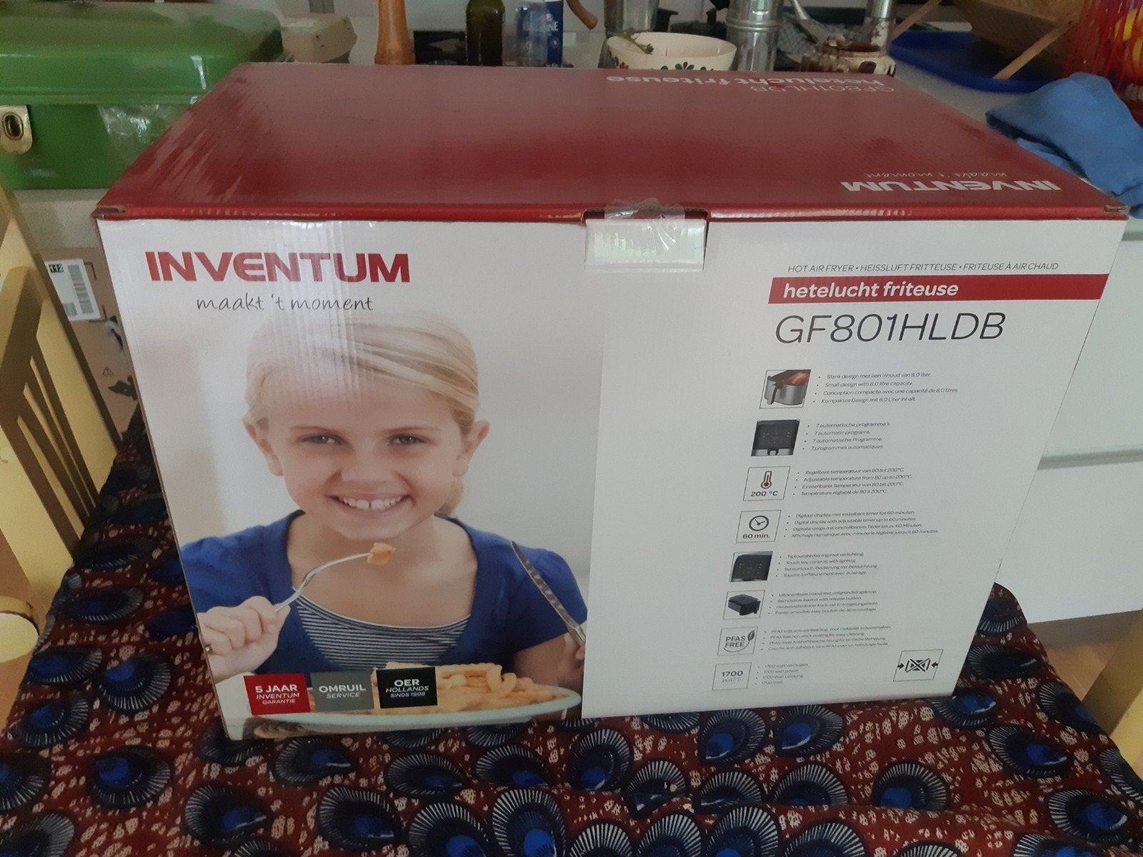 Airfryer Inventum Hetelucht friteuse nieuw in doos, Ophalen, Nieuw, Gezichtsbruiner, Minder dan 10 lampen
