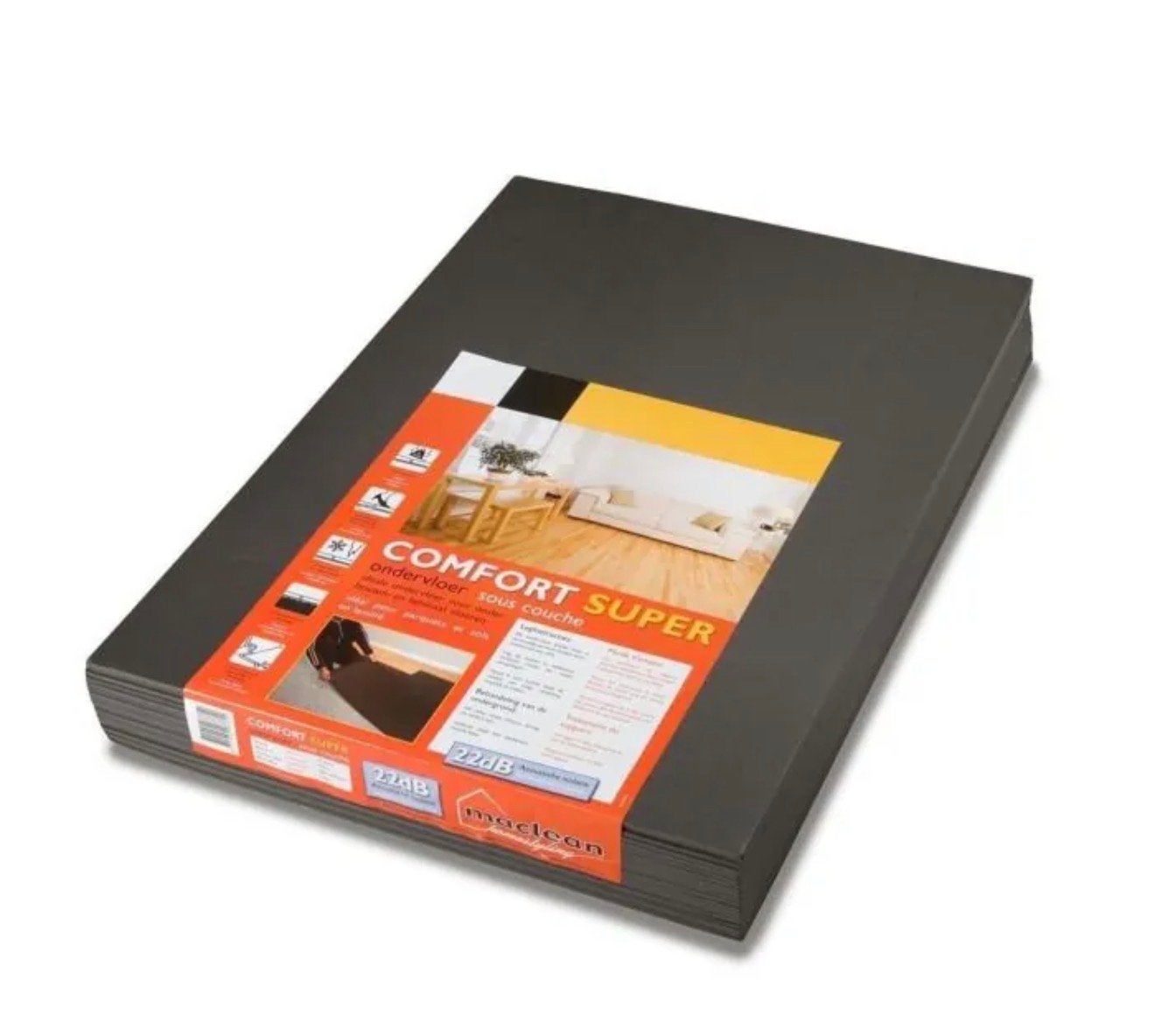 40m2 Comfort Super XPS 22dB ondervloer 5mm (9,79m2), Nieuw, Grijs, Rechthoekig, 50 tot 100 cm