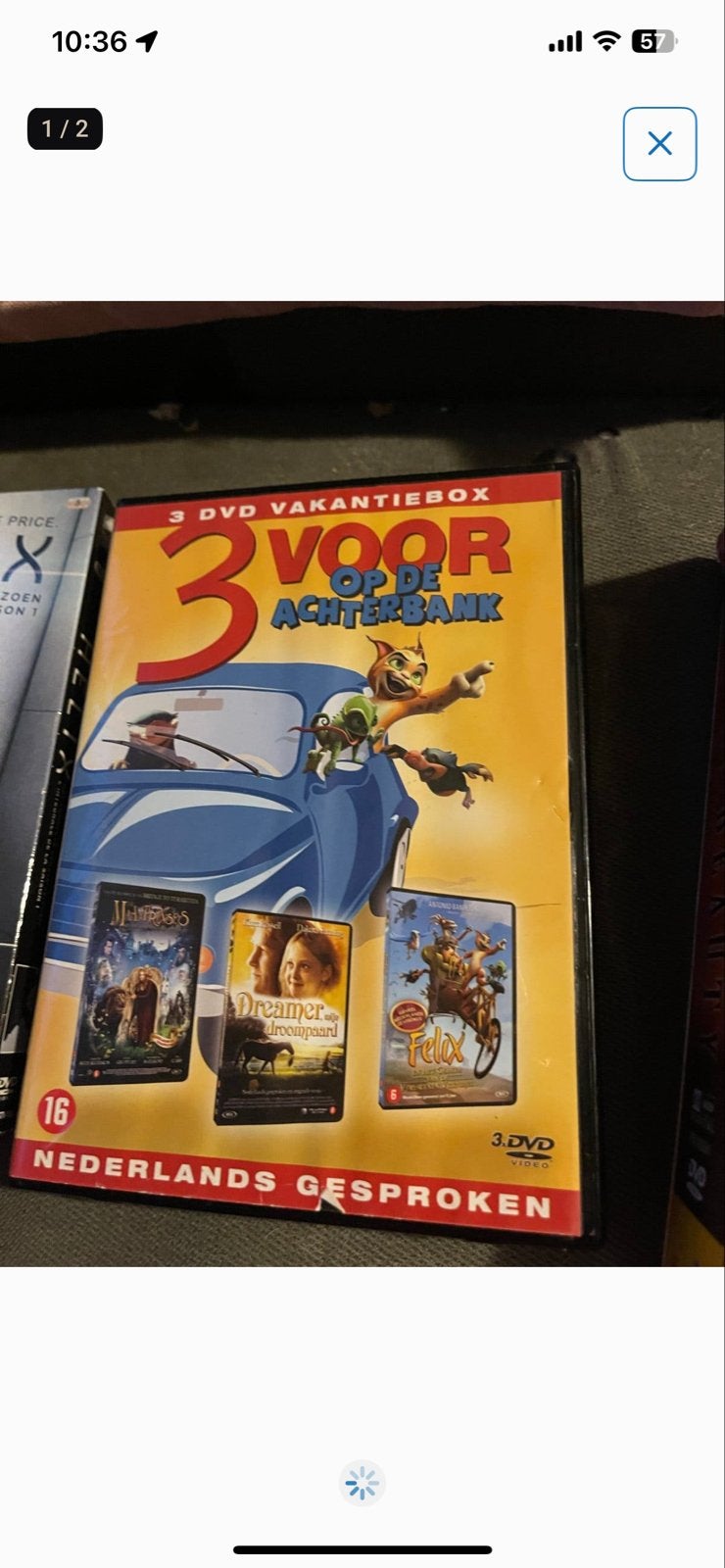 3 DVD Vakantiebox: De Maanprinses, Dreamer, Felix, Gebruikt, Vanaf 6 jaar, Inclusief doosje, Ophalen of Verzenden
