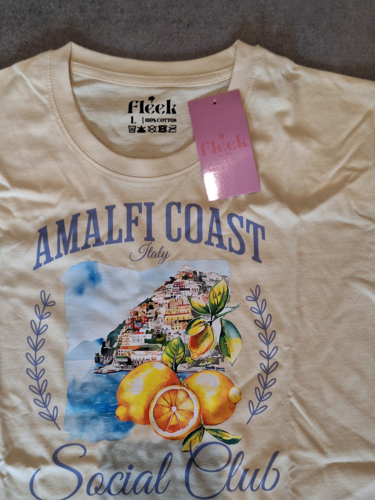 Nieuw Fleek t-shirt shirt korte mouwen dames maat L, Ophalen, Beige, Maat 42/44 (L), Nieuw