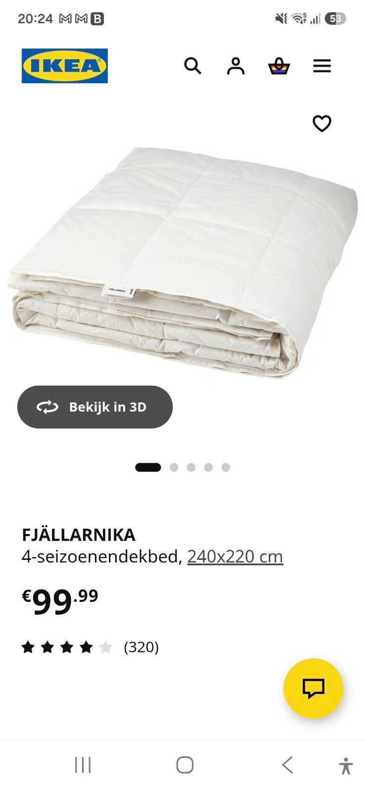 IKEA Fjällarnika 4-seizoenen dekbed 240x220 + 2 dekbedhoezen, Ophalen, Wit, Tweepersoons, Deken of Dekbed