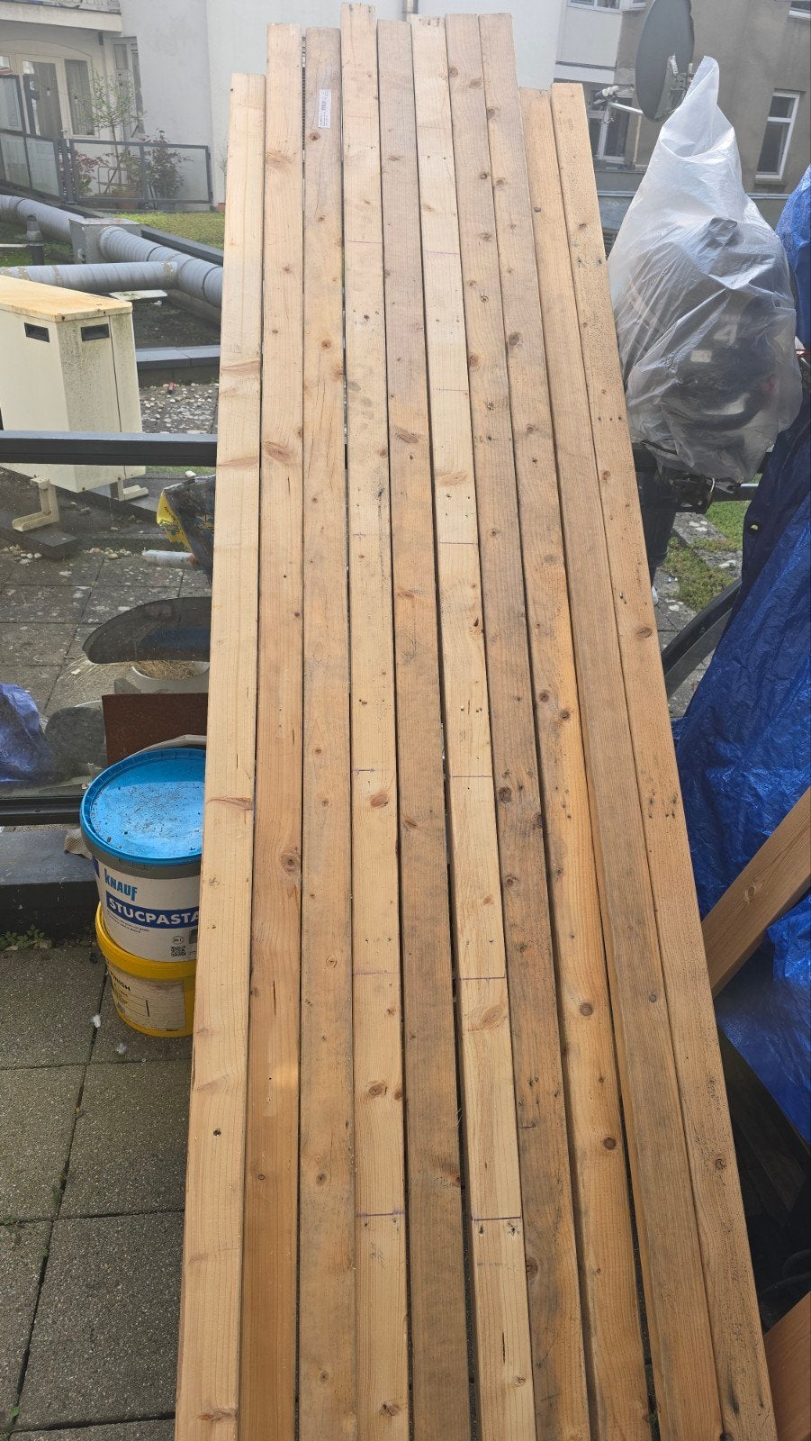 Geschaafde Vuren Planken - 44x69 mm, ca. 270 cm lang, Doe-het-zelf en Verbouw, Ophalen, Gebruikt, 25 tot 50 mm, 250 tot 300 cm