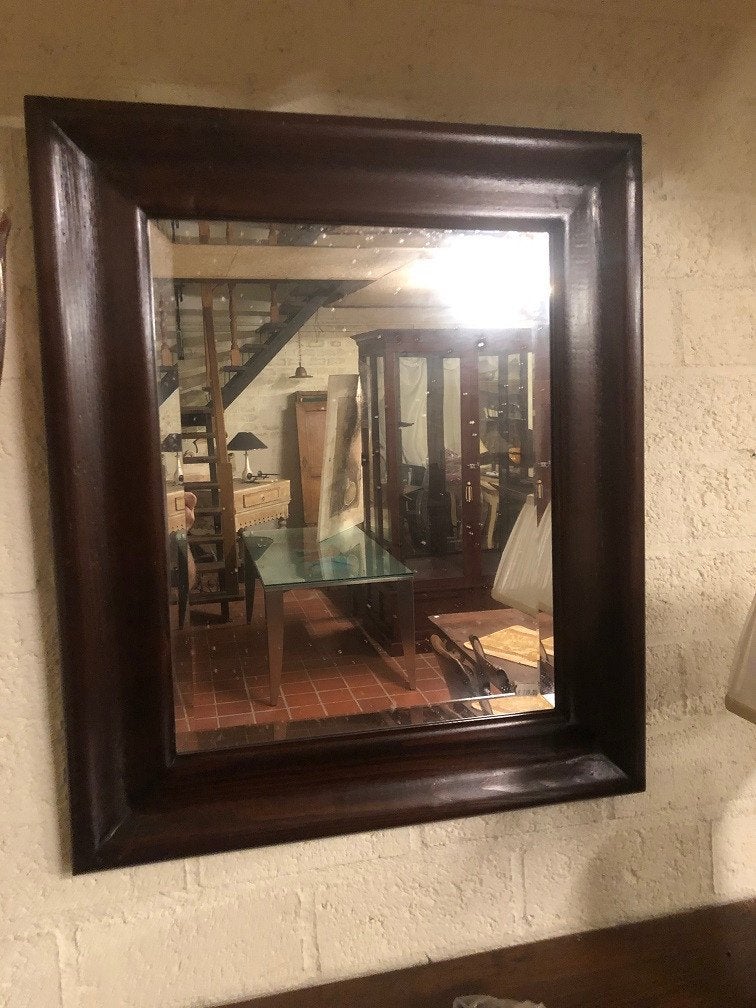 Nieuwe spiegel teakhouten lijst facetgeslepen glas flamant, Ophalen, Wilms, Nieuw, Minder dan 100 cm
