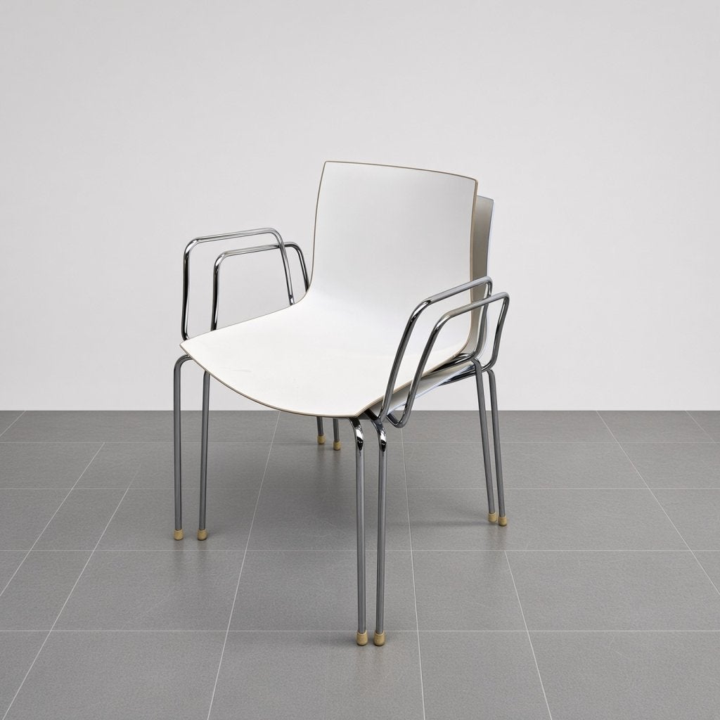 Arper Catifa 46 kunststof stoel - blauw & taupe kleur rug, Huis en Inrichting, Niet ingevuld, Gebruikt, Niet ingevuld, Niet ingevuld
