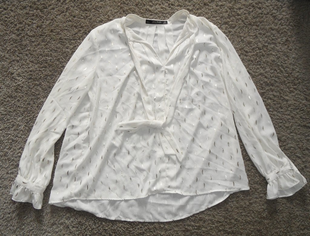 In prima staat: sjieke damesblouse, Zara Basic, maat L, Wit, Maat 42/44 (L), Ophalen of Verzenden, Zo goed als nieuw