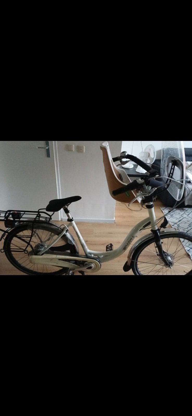 Sparta witte moederfiets met versnellingen en kinderzitje, Ophalen