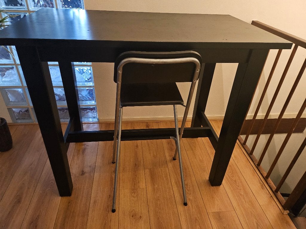 IKEA Stornäs bartafel - Zwart - met barkruk, Ophalen, Gebruikt, 100 tot 150 cm, 50 tot 100 cm
