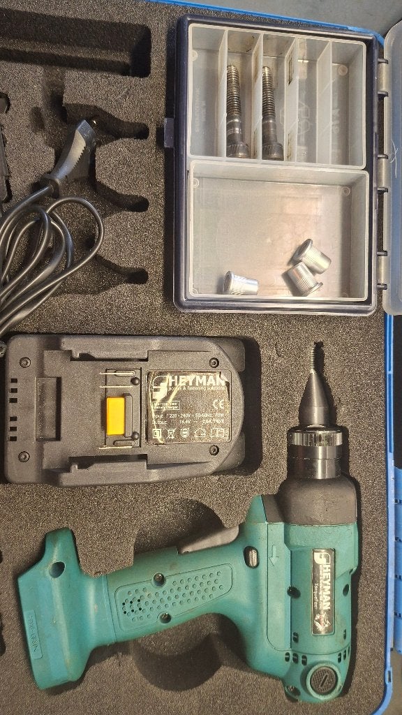 Heyman Torquefox accu Blindklinkmachine voor blindklinkmoer, ., Ophalen of Verzenden, Zo goed als nieuw, .