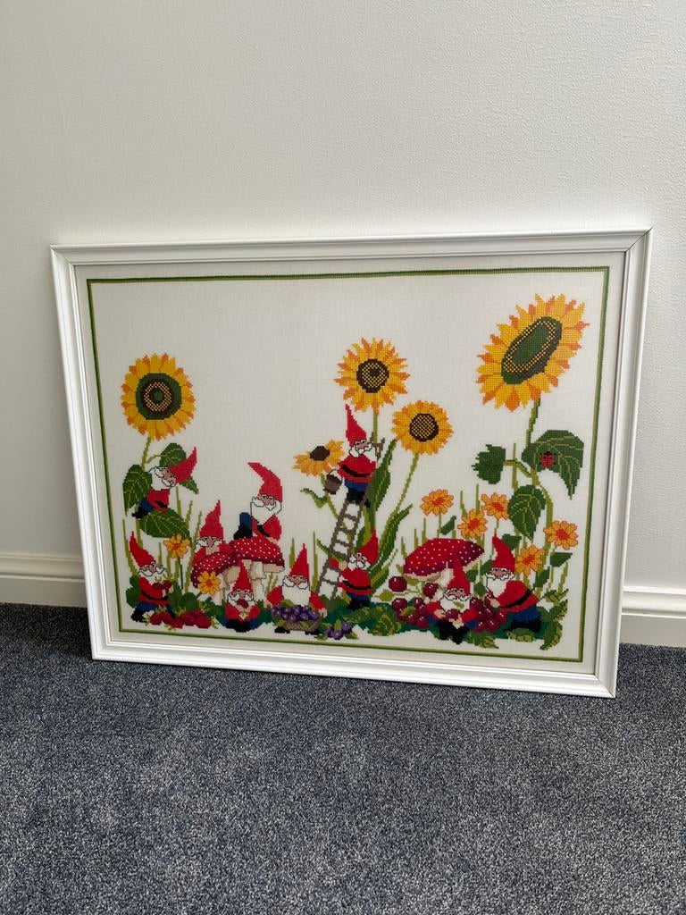 Geborduurd schilderij Kabouters, Ophalen of Verzenden, Nieuw, Wanddecoratie