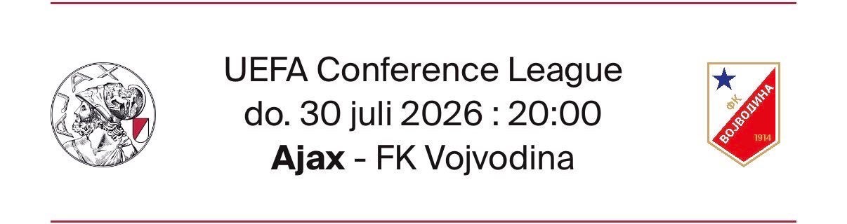 2 F-side tickets Ajax-Vojvodina, Tickets en Kaartjes, Twee personen