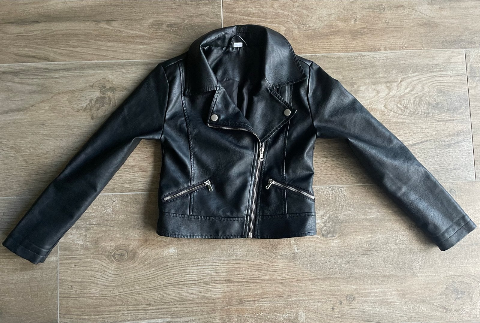 Stoere Biker Jack Zwart Maat 134/140 Zeeman, Kinderen en Baby's, Ophalen of Verzenden, Gebruikt, Meisje, Jas