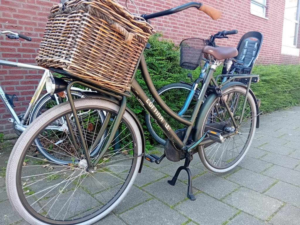 Cortina omafiets groen met mand, Fietsen en Brommers, Fietsen | Dames | Omafietsen, Ophalen of Verzenden, Handrem, Cortina, Trommelrem