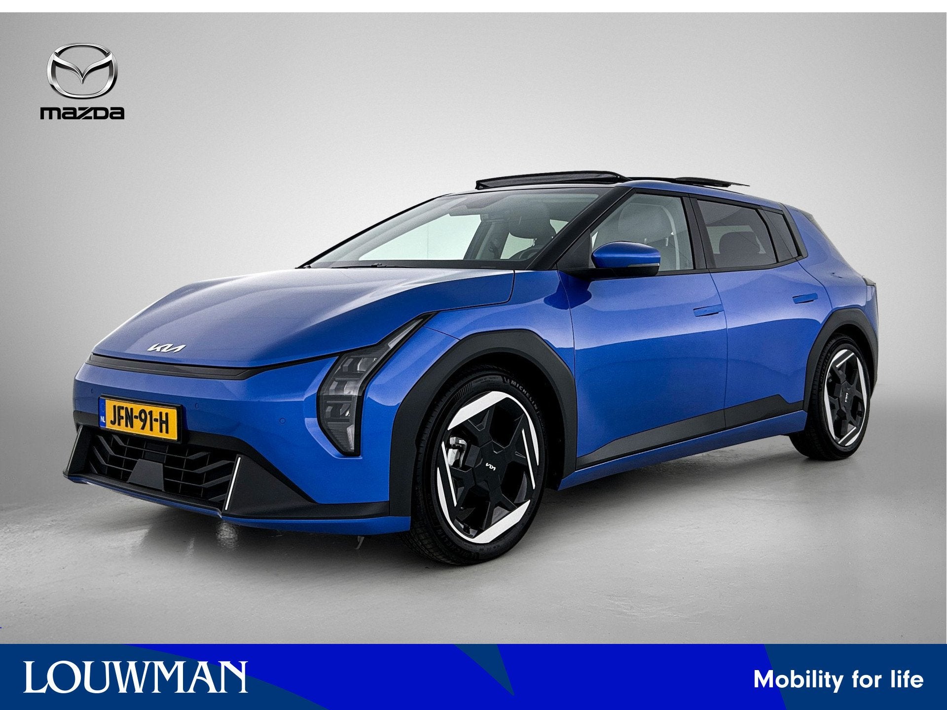 Kia EV4 Plus Advanced 58.3 kWh Stoel en stuurverwarming | Pa, Auto's, Gebruikt, Zwart, Blauw, Adaptive Cruise Control