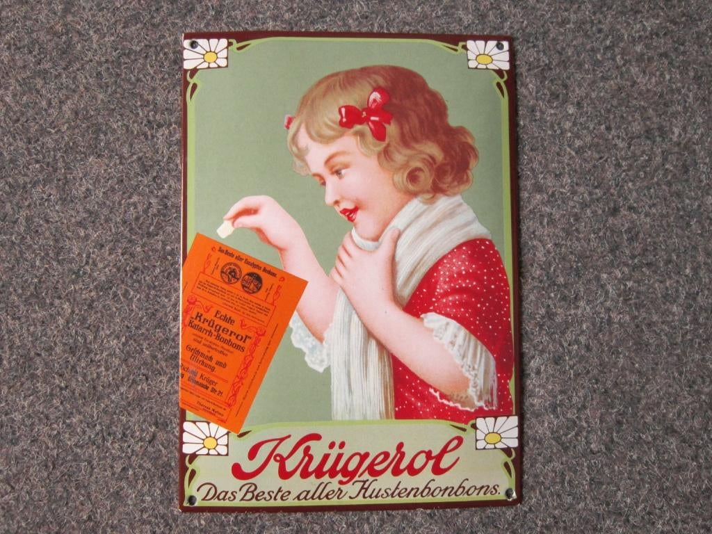 KRUGEROL EMAILLE RECLAMEBORDEN, Ophalen, Zo goed als nieuw, Reclamebord