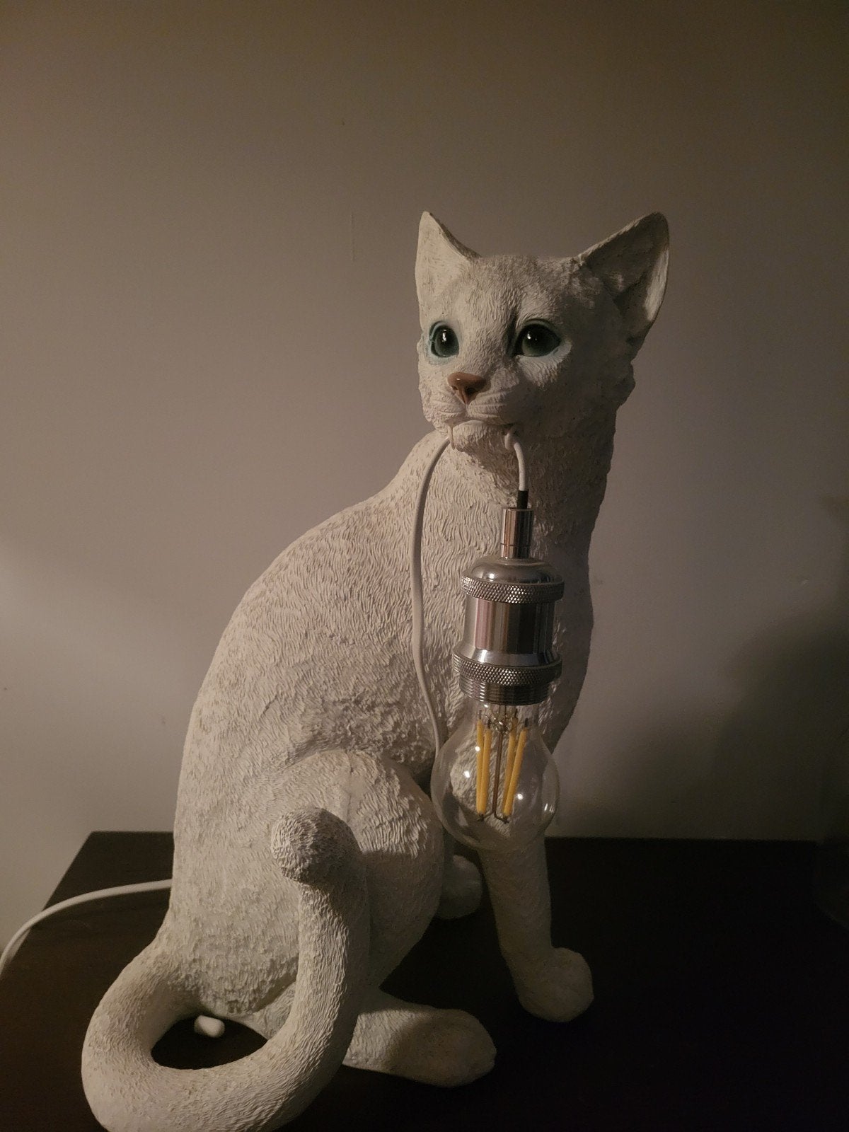 Unieke kattenlamp met LED-filamentlamp, Met schakelaar, Wit, Overige merken, Zo goed als nieuw