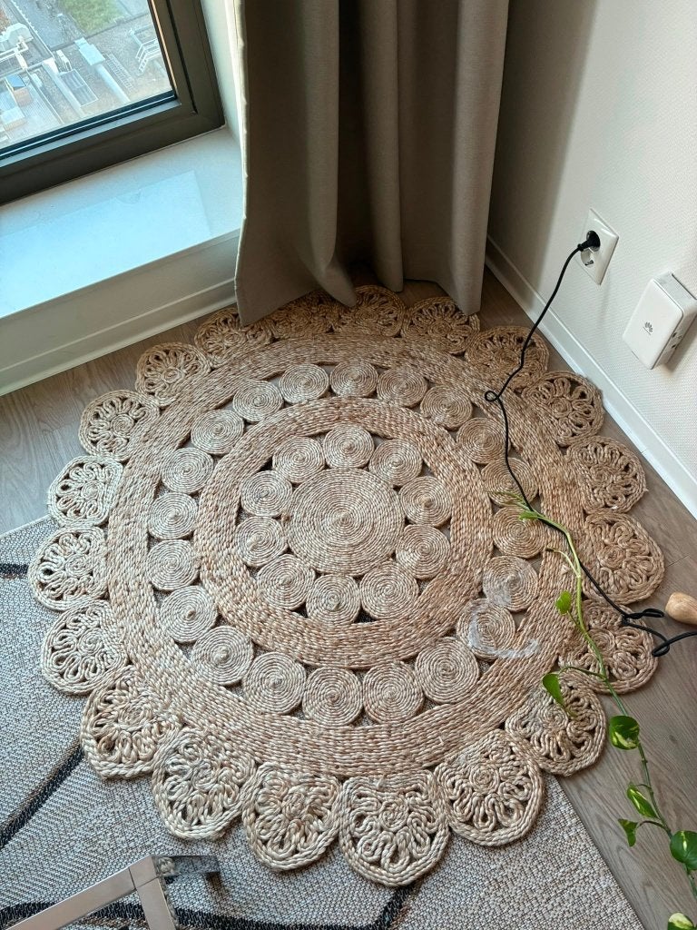 Rond vloerkleed jute, Ophalen, Gebruikt, Bruin, Rond