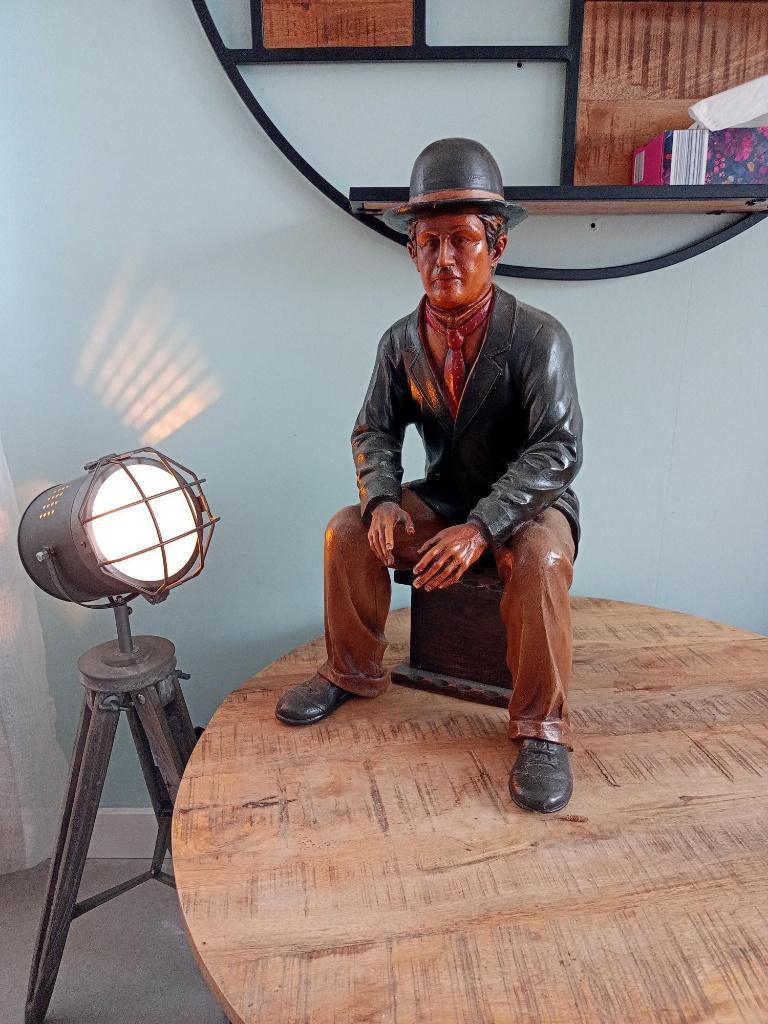 charlie chaplin beeld figuur 63 cm hoog, Verzamelen, Ophalen of Verzenden, Zo goed als nieuw, Mens