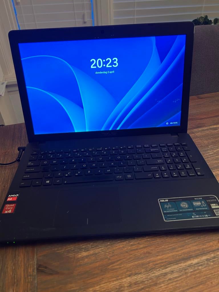 ASUS Laptop met Windows 11 Pro - AMD A4 Quad Core, Computers en Software, Windows Laptops, Refurbished, 15 inch, SSD, 2 tot 3 Ghz