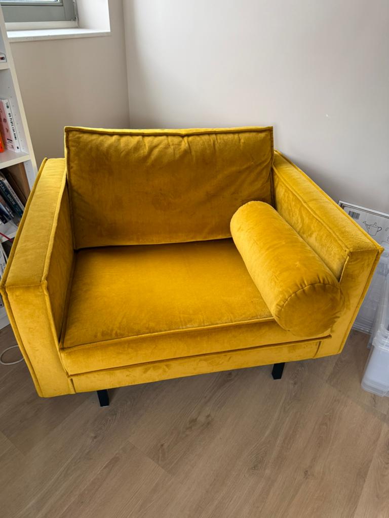 BePureHome Fauteuil Rodeo Velvet - Oker, Ophalen, Gebruikt, 75 tot 100 cm, 50 tot 75 cm