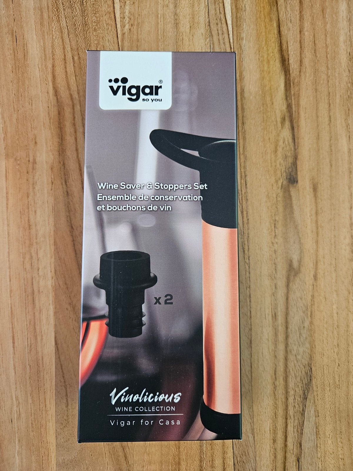 Vigar Wijn Saver & Stoppers Set - Wijnvacuümpomp 2 stoppe, Ophalen of Verzenden, Nieuw, Minder dan 5 flessen