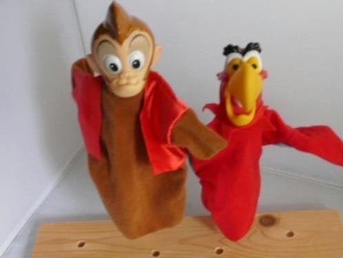 disneyHandpoppen (Aladdin) aap en papegaai, Ophalen of Verzenden, Overige figuren, Zo goed als nieuw, Beeldje of Figuurtje