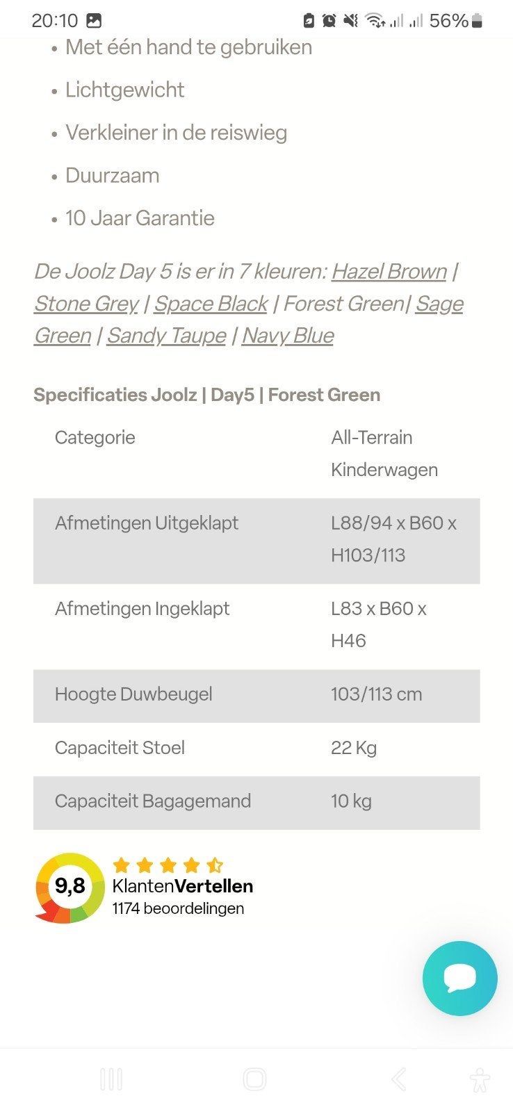 Foto 7 van Joolz Day5 Forest Green 3-in-1 Kinderwagen met accessoires