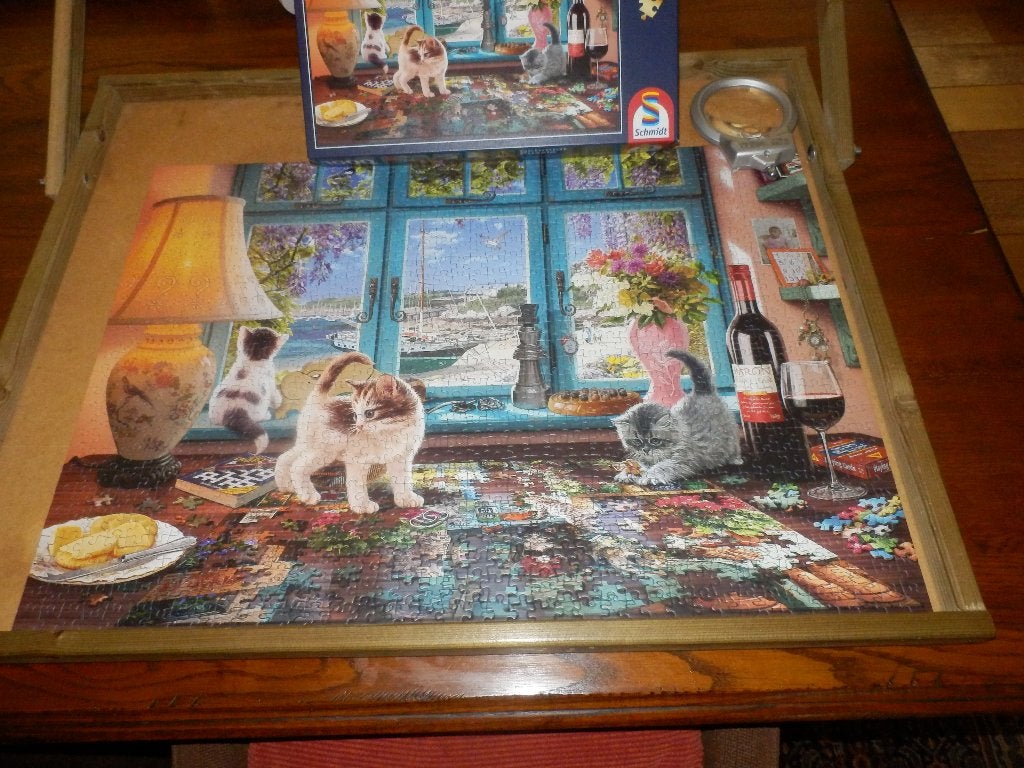 Schmidt - Legpuzzel - Aan de puzzeltafel - 1000 stukjes -, Ophalen of Verzenden, 500 t/m 1500 stukjes, Zo goed als nieuw, Legpuzzel