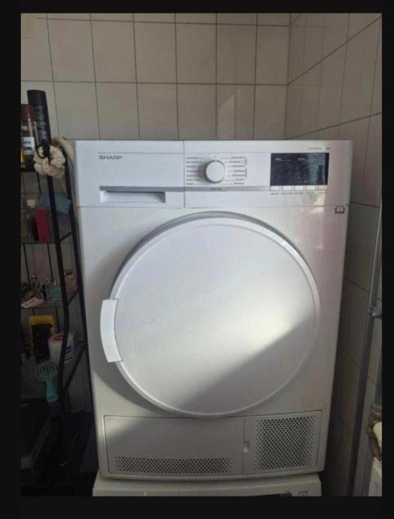 Sharp condensdroger - Gebruikt, zie omschrijving, Witgoed en Apparatuur, Wasdrogers, Gebruikt, Condens, Voorlader, 6 tot 8 kg