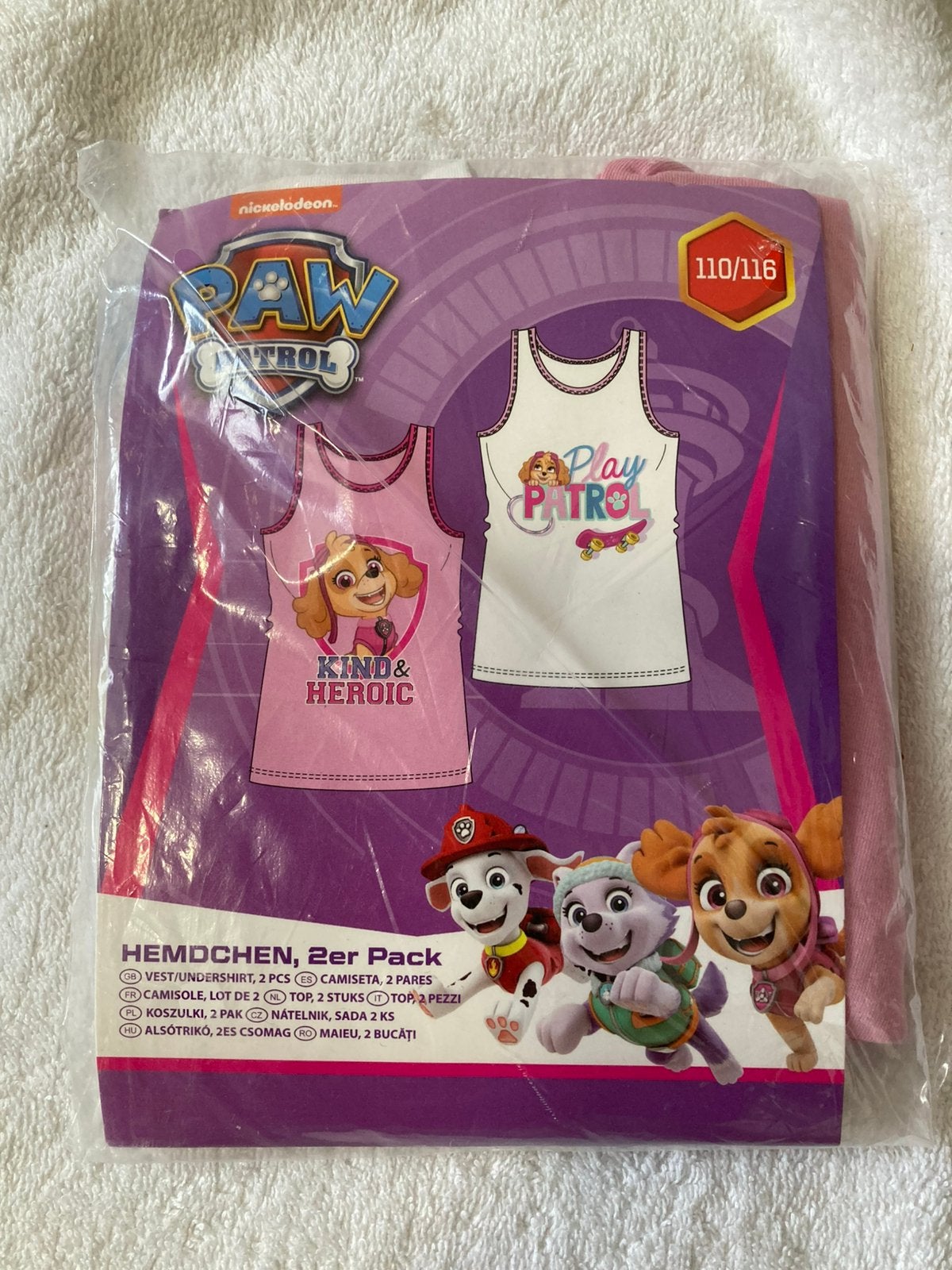 Paw Patrol Onderhemdjes / topjes - Maat 110/116 - Nieuw, Ophalen of Verzenden, Nieuw, Meisje, Nacht- of Onderkleding