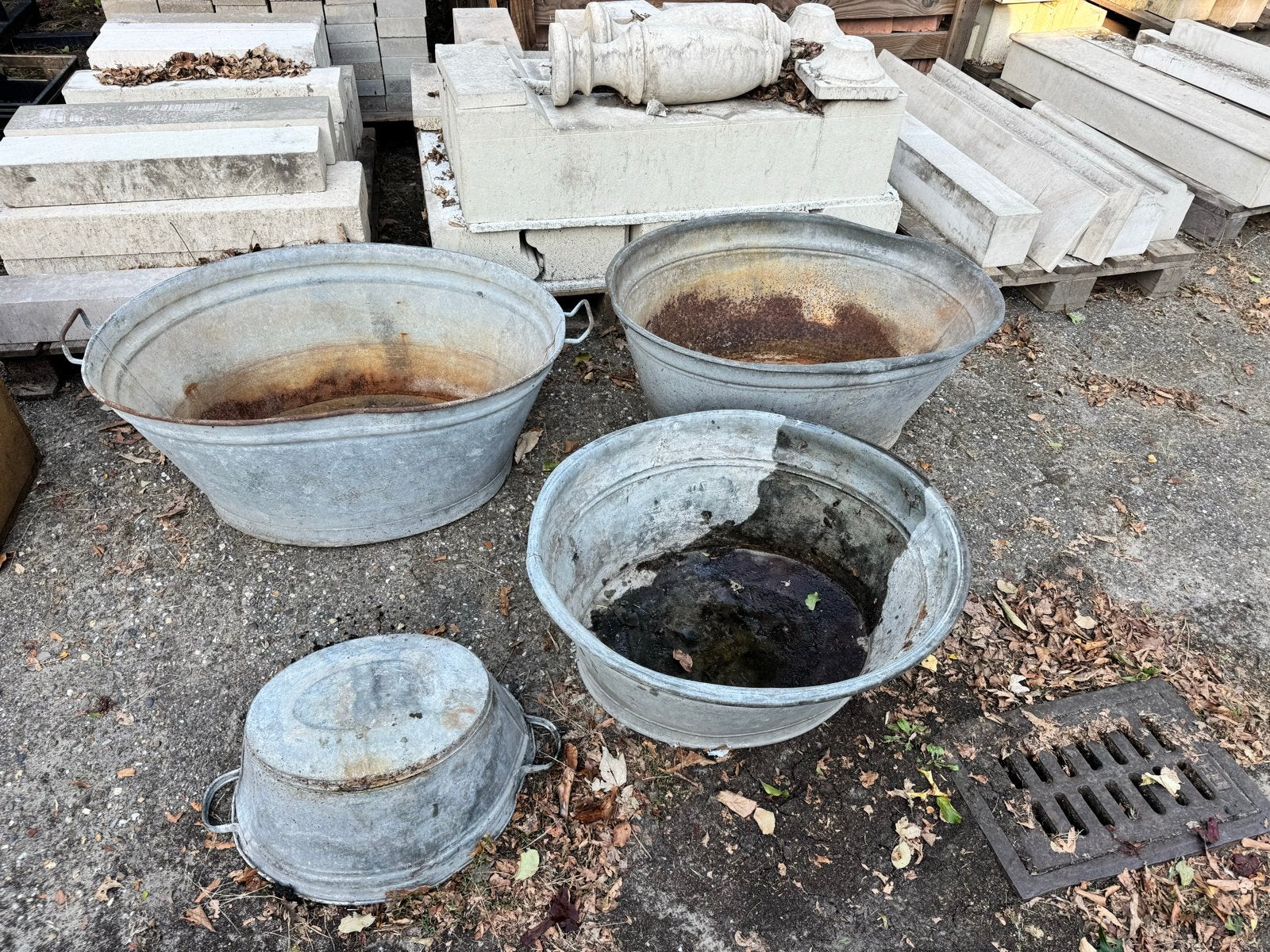 Set van 4 zinken teilen - Vintage en Decoratief, Ophalen of Verzenden