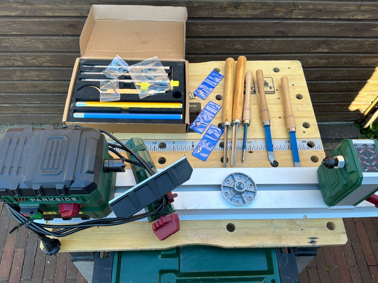 Parkside Houtdraaibank met Beitelset en TASP Carbide Tools, Ophalen of Verzenden, Gebruikt, Beitel, Parkside