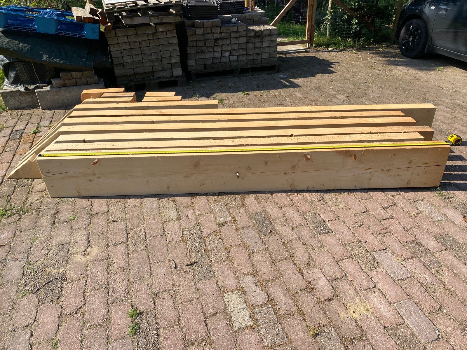 Vurenhouten balken 100x300mm – div lengtes (gem. 2,60m), Ophalen, Zo goed als nieuw, 250 cm of meer, Balken