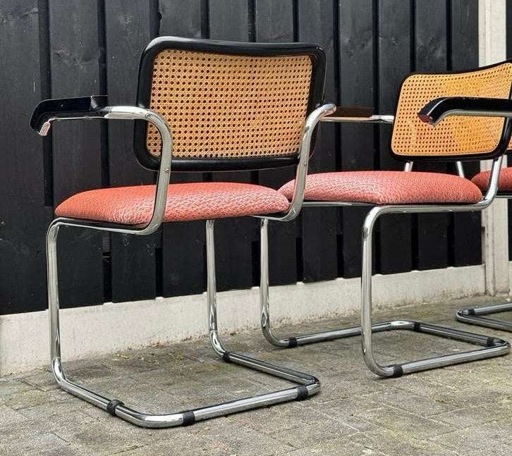 3x Cesca B64 Stijl Stoelen Gerestyled met Armleuning, Ophalen, Overige kleuren, Drie, Hout