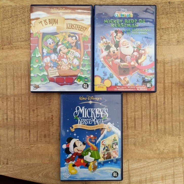 Mickey Mouse Kerst DVD's - 3 stuks, Gebruikt, Alle leeftijden, Boxset, Ophalen of Verzenden