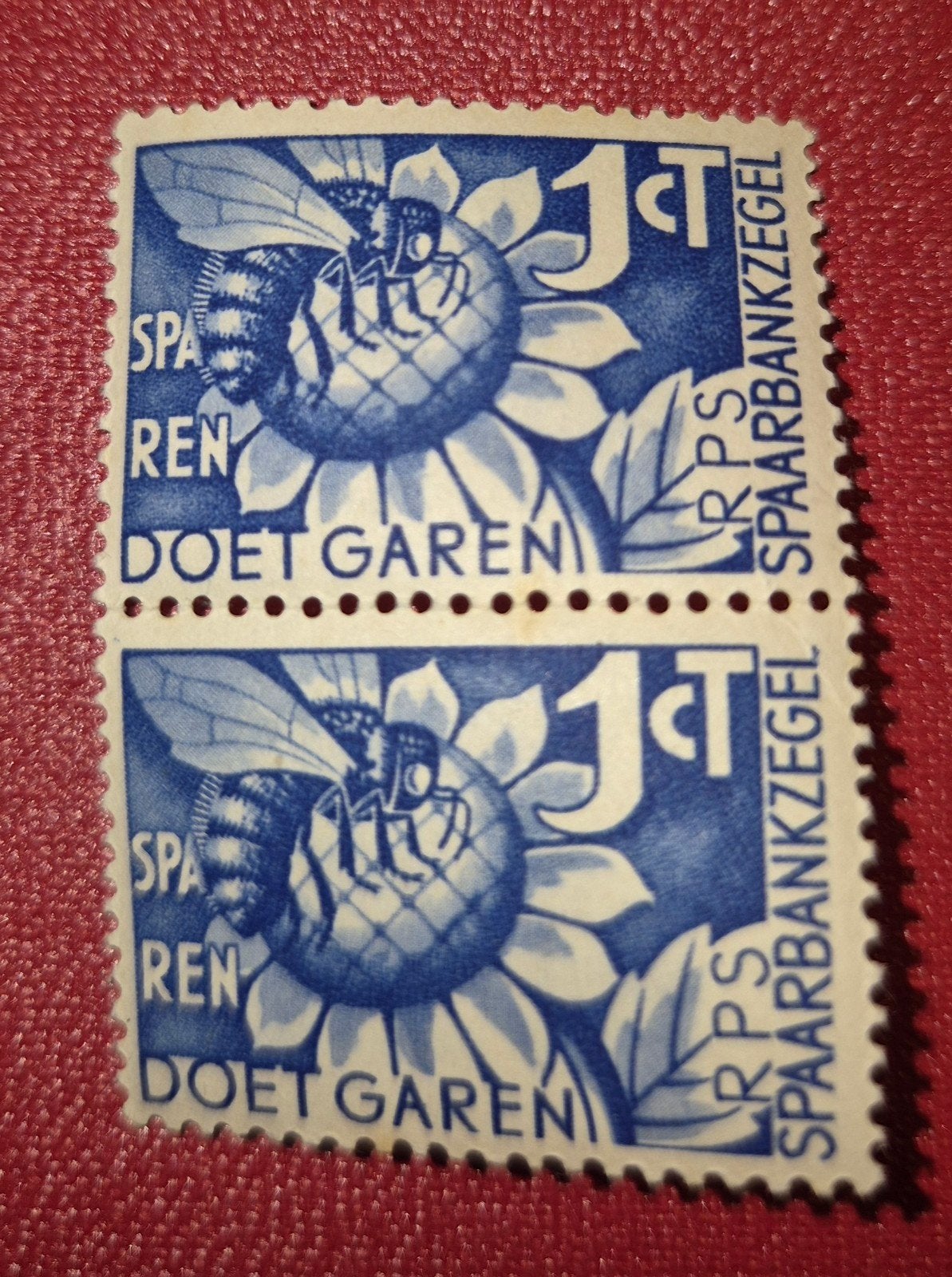 RPS SPAARBANKZEGEL VAN 1 CENT BIJ IN POSTFRIS PAAR, Ophalen of Verzenden, Overige thema's