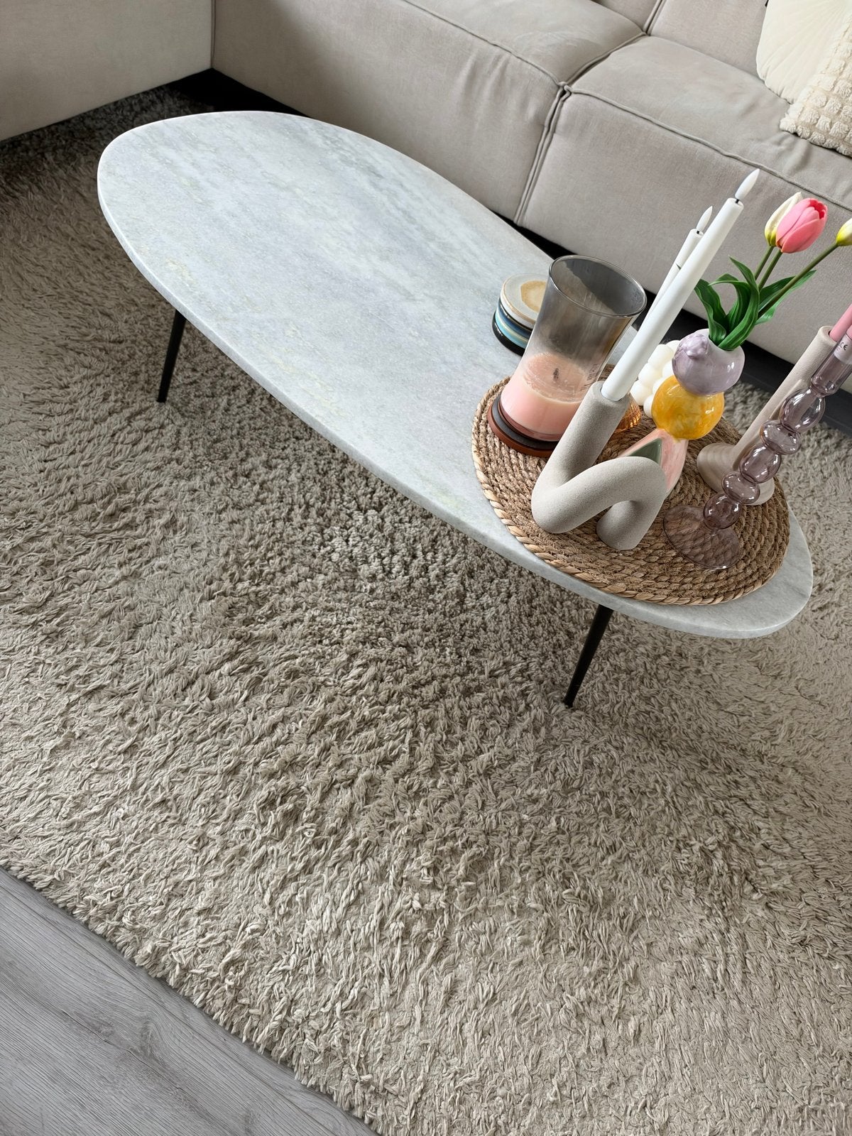 Prachtige marmeren salontafel, Ophalen, Overige materialen, Gebruikt, 100 tot 150 cm