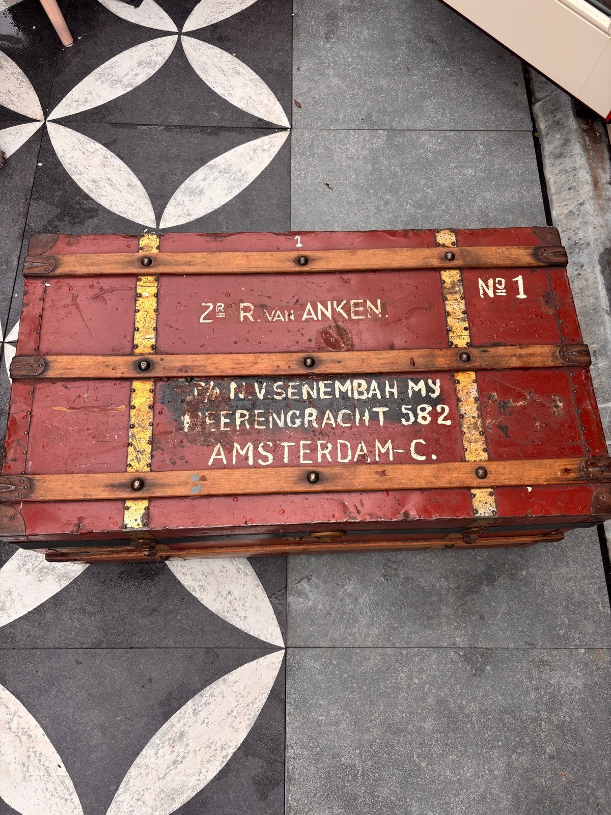 Gave antieke koffer/scheepskist, Gebruikt, Minder dan 50 cm, Ophalen of Verzenden, 75 tot 100 cm