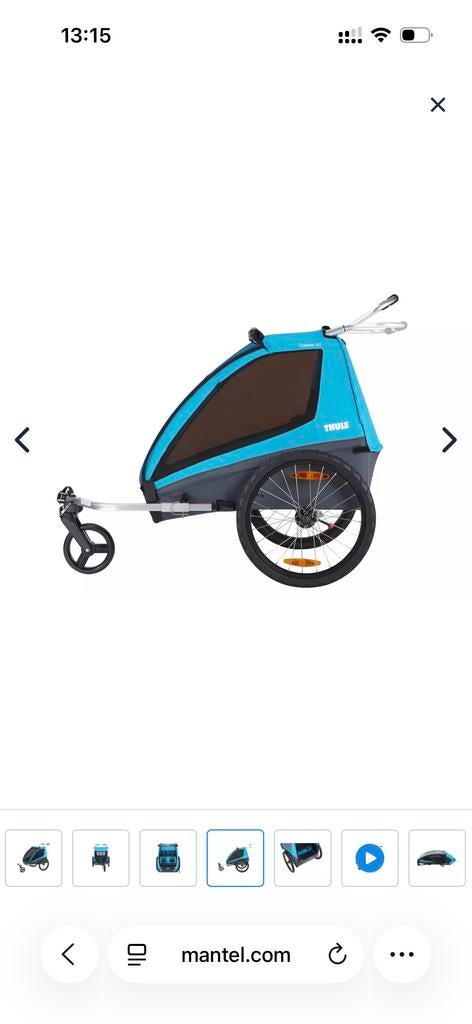 Thule Coaster 2XT Fietskar, Fietsen en Brommers, Fietsaccessoires | Aanhangers en Karren, Ophalen, Opvouwbaar, Zo goed als nieuw