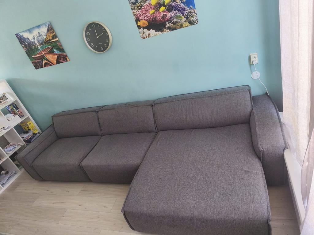 Comfortabele grijze hoekbank (reserveerd), Huis en Inrichting, Ophalen, 250 tot 300 cm, 100 tot 125 cm, Hoekbank