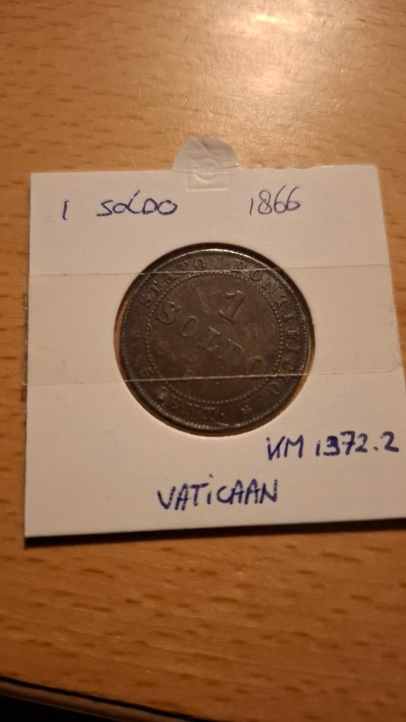 Vaticaan 1 Soldo munt 1866 - Paus Pius IX, Ophalen of Verzenden, Italië, Losse munt
